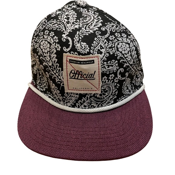 Official Premium Headwear Paisley Strapback Hat Adjustable Black Purple‎ - Picture 1 of 7